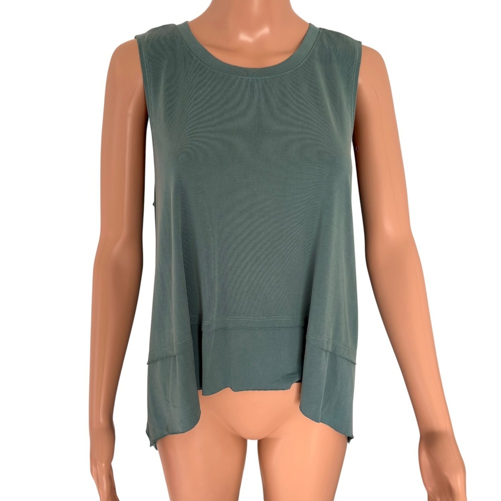 UEU Womens Sage Green Modal Blend Sleeveless High Low Tank Top Sz S Gorpcore